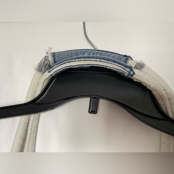 Abercrombie & Fitch Vintage Y2K Canvas Tote Hobo Beach Bag Blue & White Striped - Picture 6 of 7